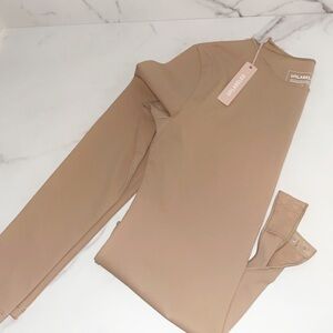 Unlabeled long sleeve bodysuit nude oat